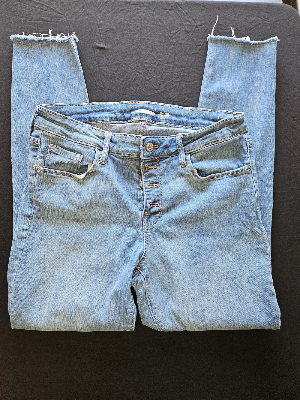 High-Rise Light Blue Button-Fly Women's Jeans Ankle Midrise